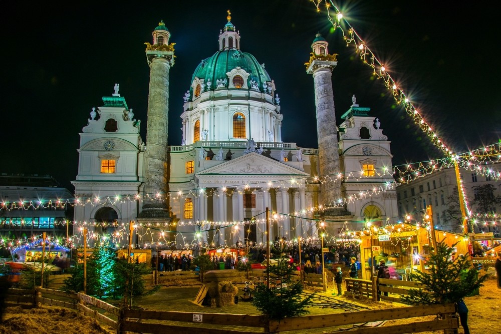 Julemarked i Wien på Karlsplatz